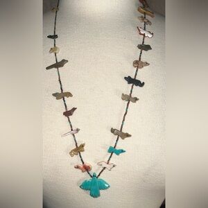 Vintage 26” Fetish Necklace Sterling Single strand - Zuni
